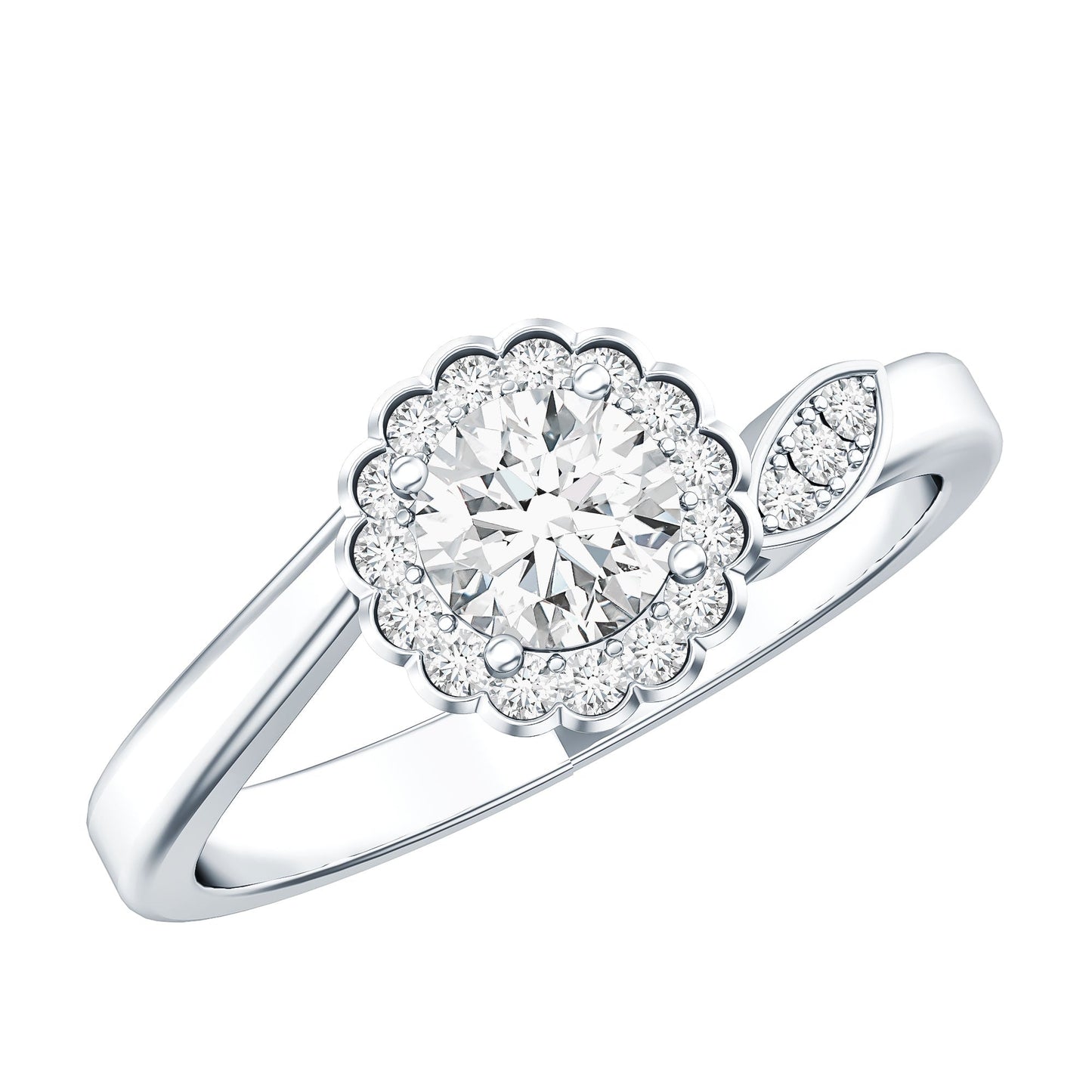 Certified 0.9 Carat Lab Grown Diamond Floral Engagement Ring