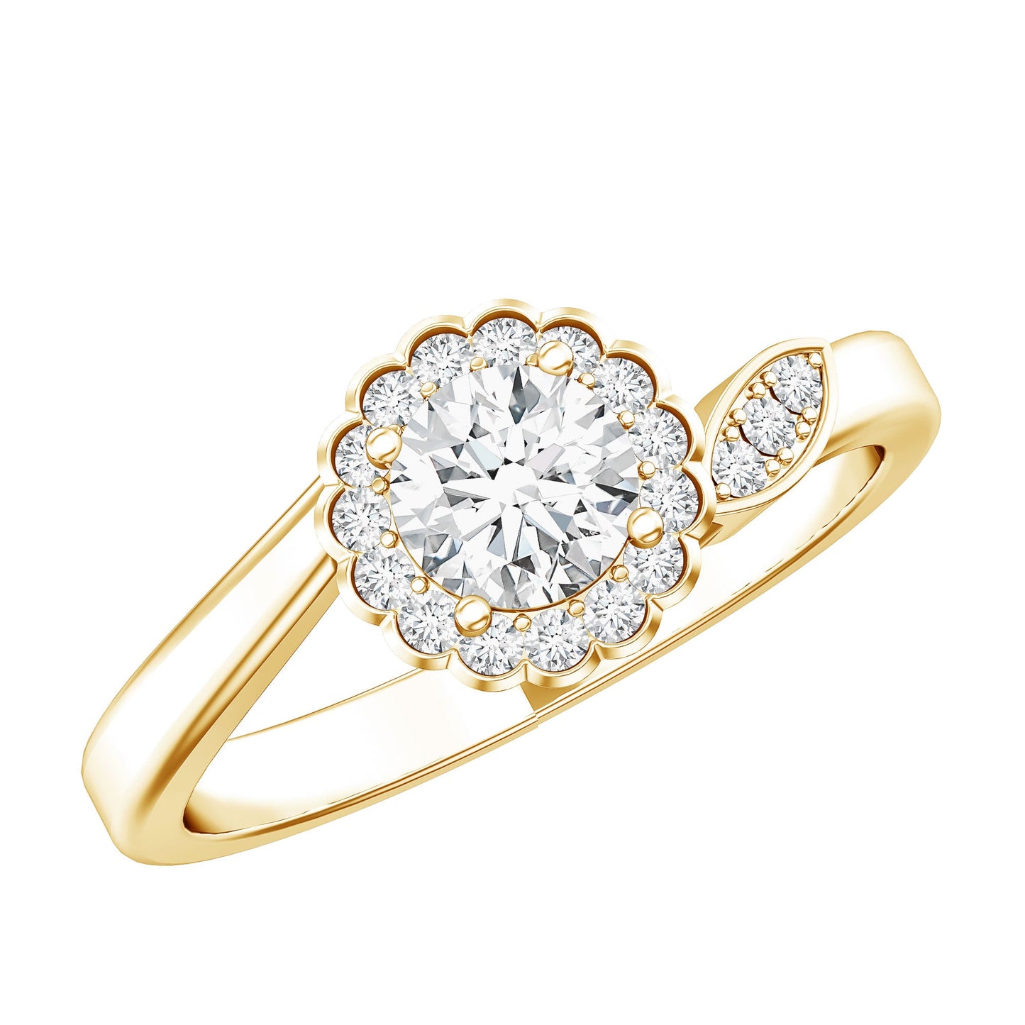 Certified 0.9 Carat Lab Grown Diamond Floral Engagement Ring