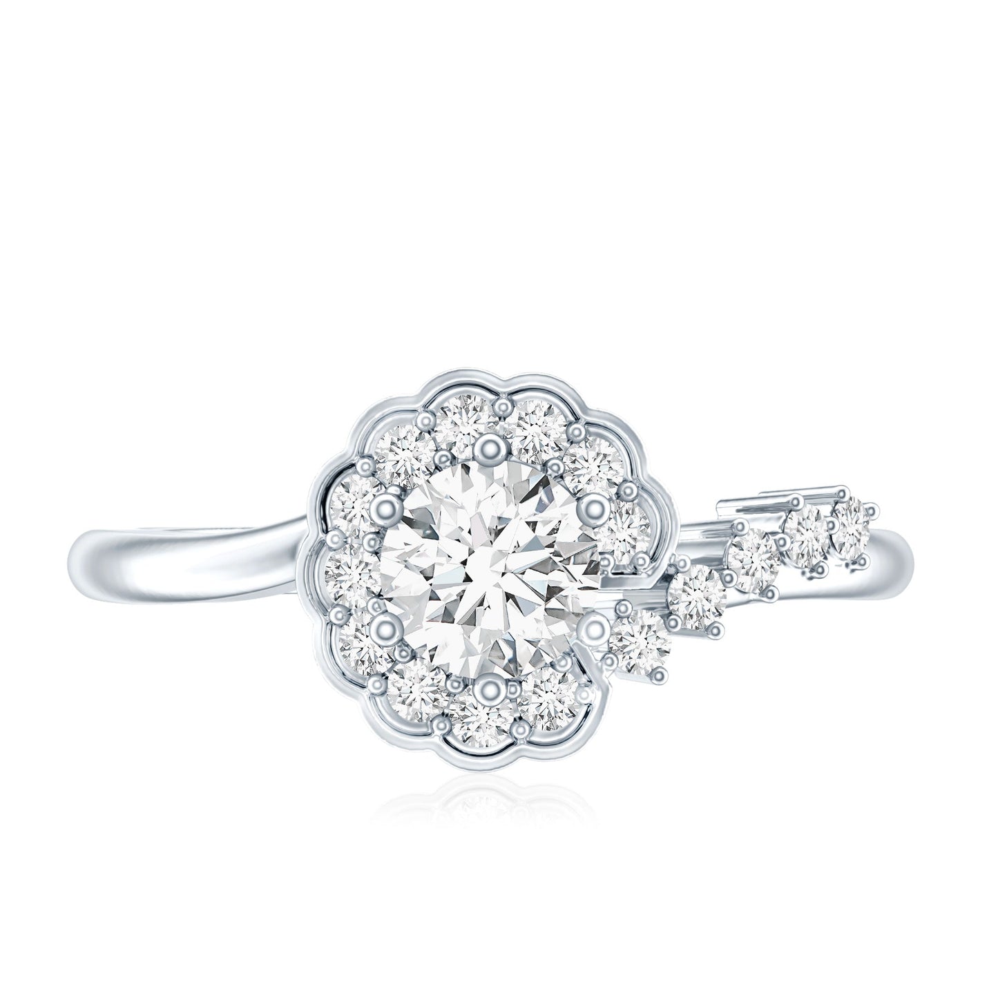Certified 0.4 Carat Lab Grown Diamond Nature Inspired Engagement Ring