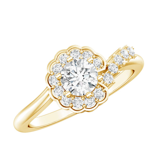 Certified 0.4 Carat Lab Grown Diamond Nature Inspired Engagement Ring
