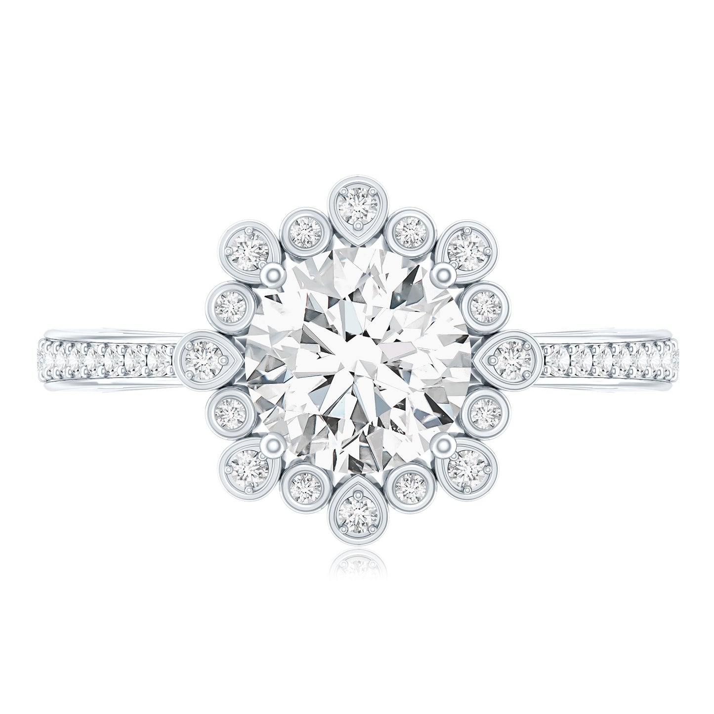 2 Carat Lab Grown Diamond Circle Engagement Ring With Side Stones