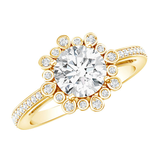 2 Carat Lab Grown Diamond Circle Engagement Ring With Side Stones