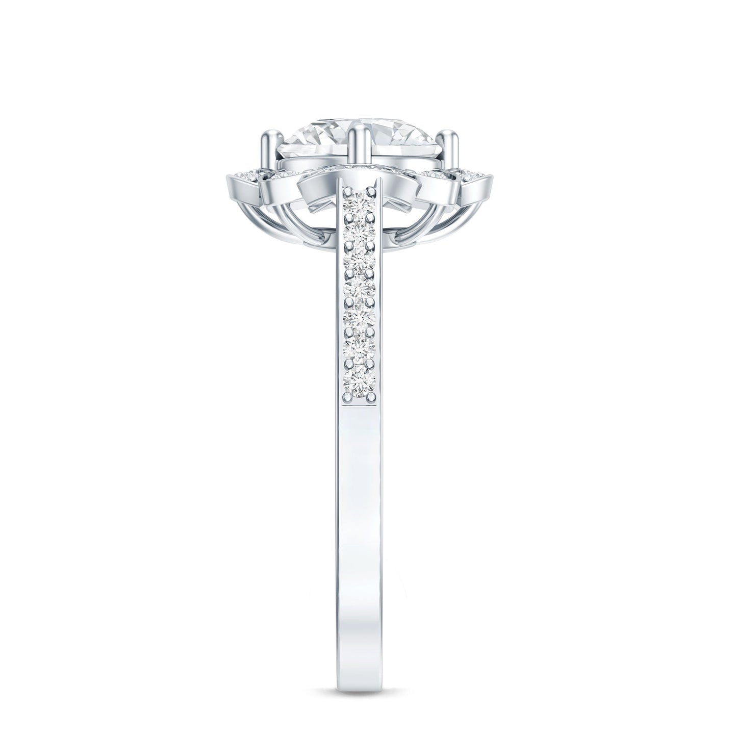2 Carat Lab Grown Diamond Vintage Engagement Ring With Diamond Studded Shank