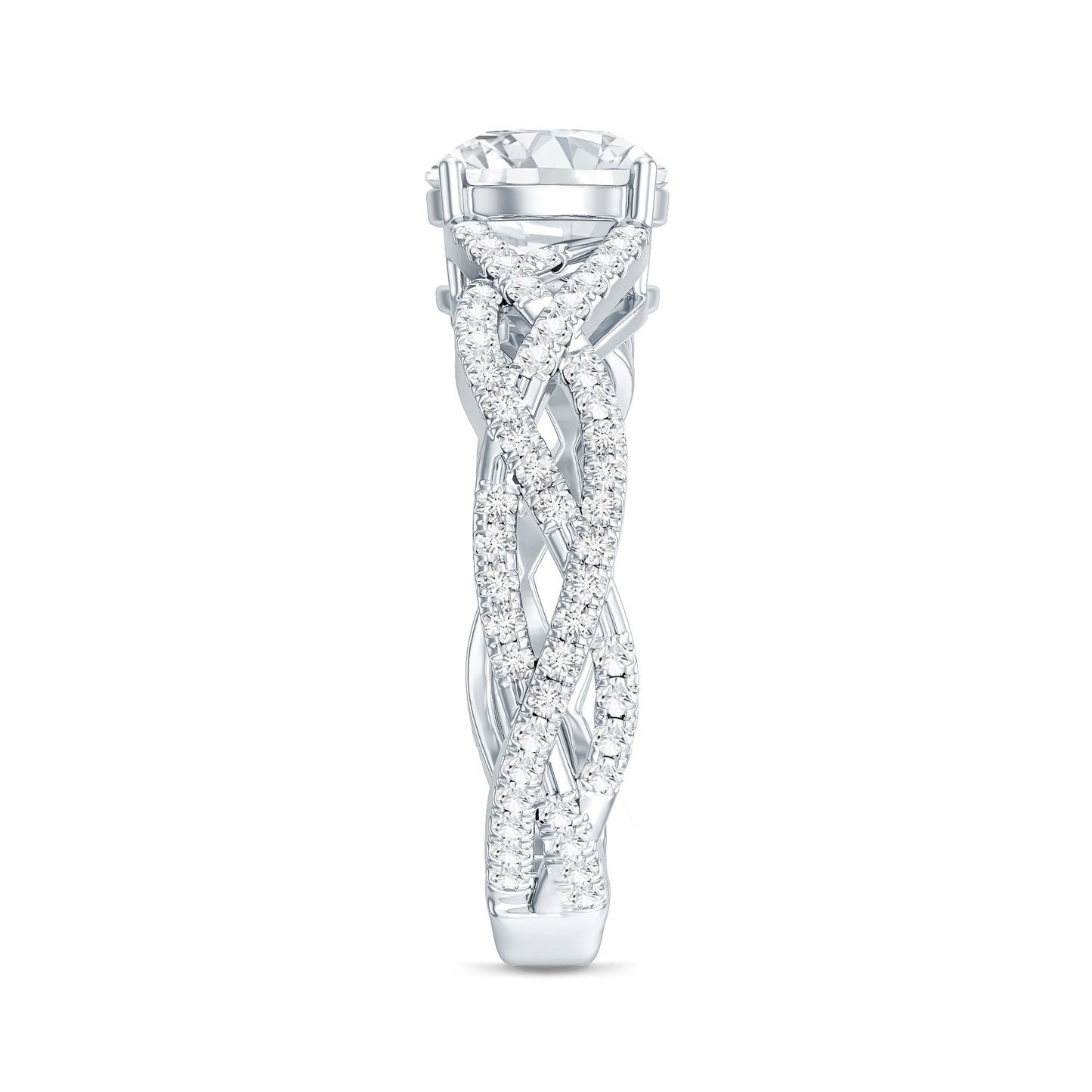 Lab Grown Diamond 2 Carat Round Engagement Ring With Infinity Twist