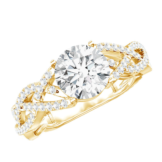 Lab Grown Diamond 2 Carat Round Engagement Ring With Infinity Twist