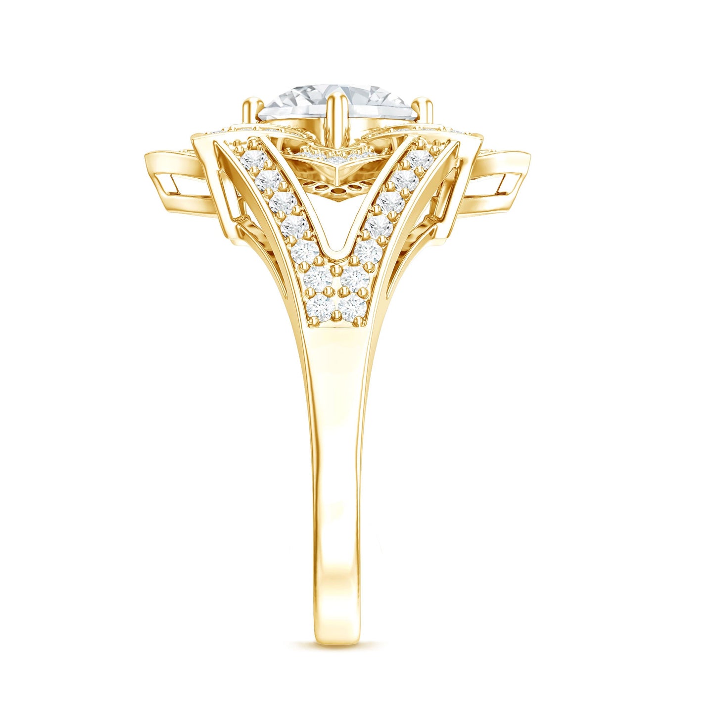 Lab Grown Diamond Art Deco Flower Engagement Ring