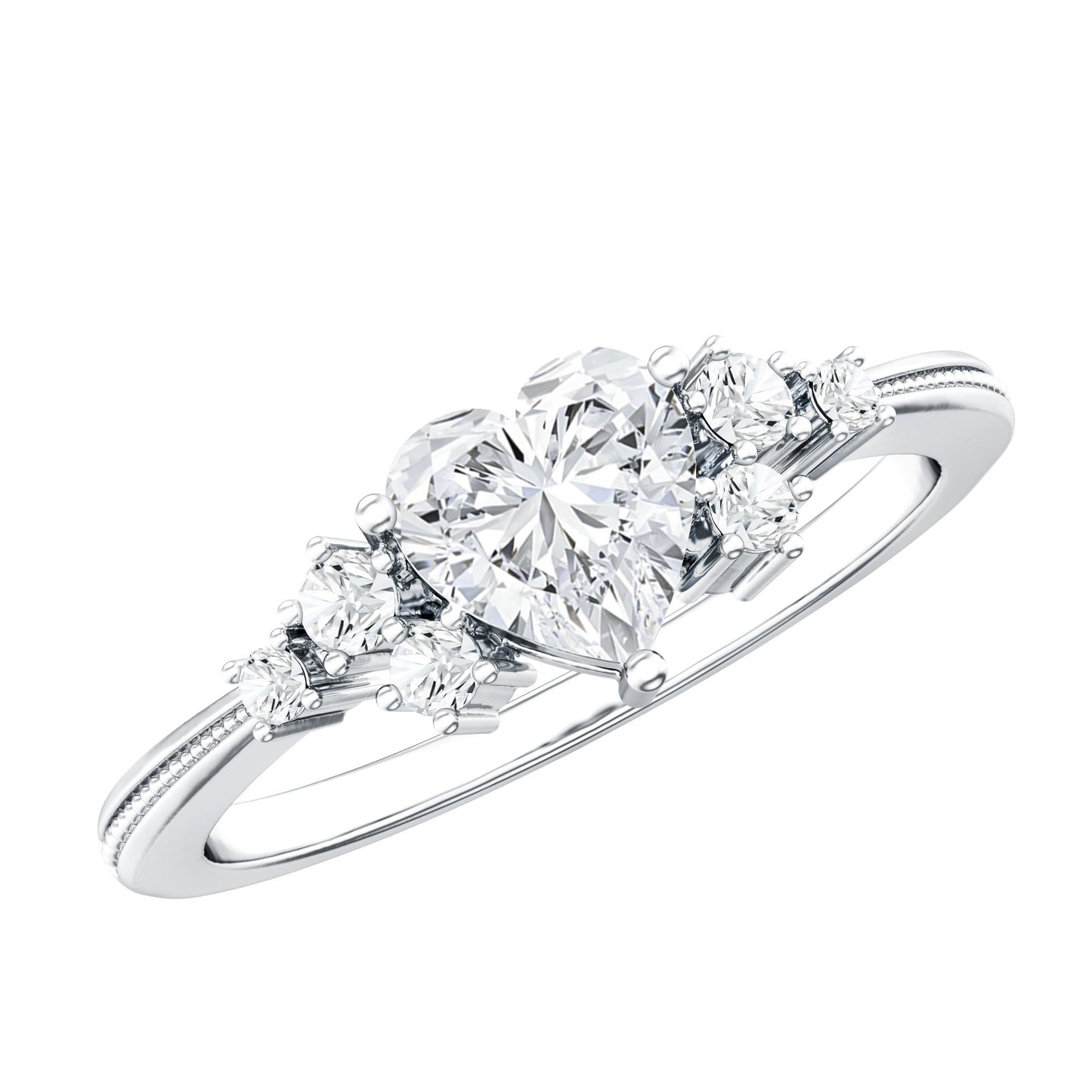 0.75 Carat Lab Grown Diamond Heart Shaped Engagement Ring