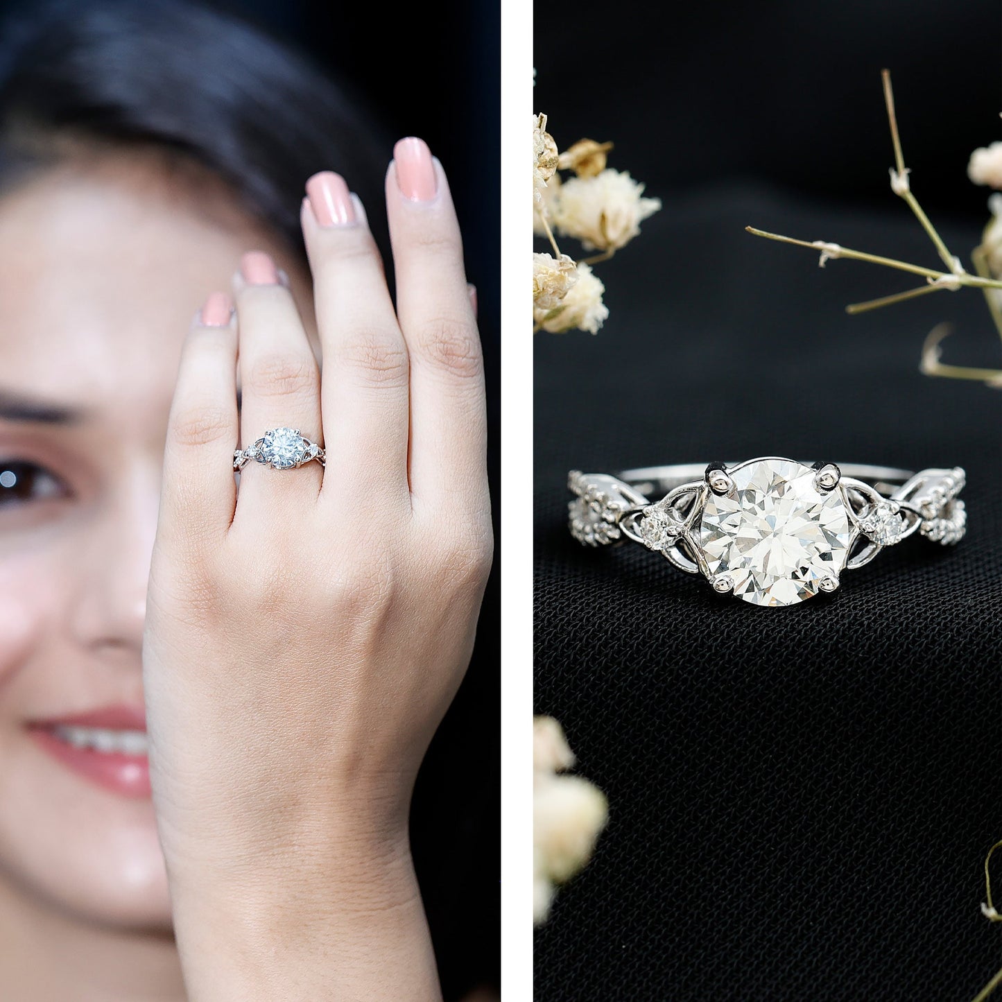 2 Carat Lab Grown Diamond Twisted Vine Engagement Ring