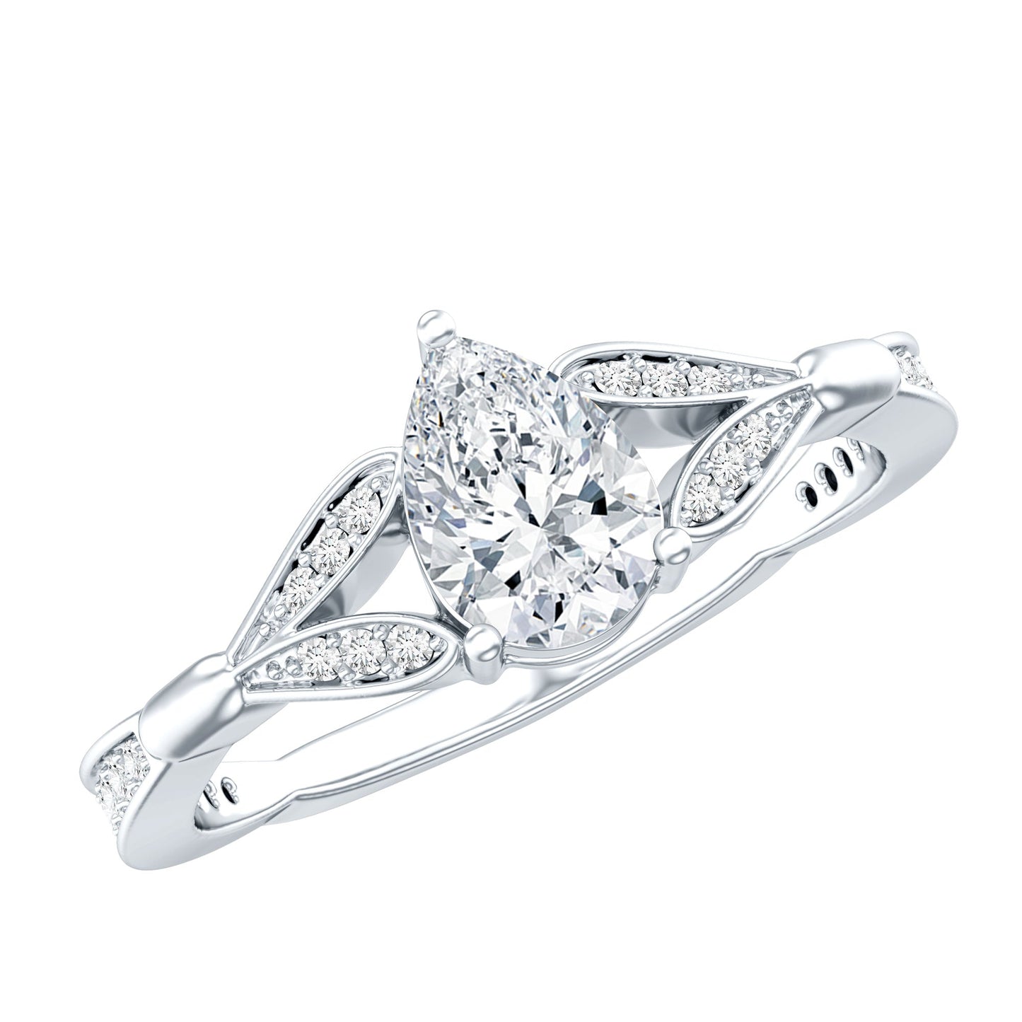 Lab Grown Diamond Teardrop Split Shank Engagement Ring