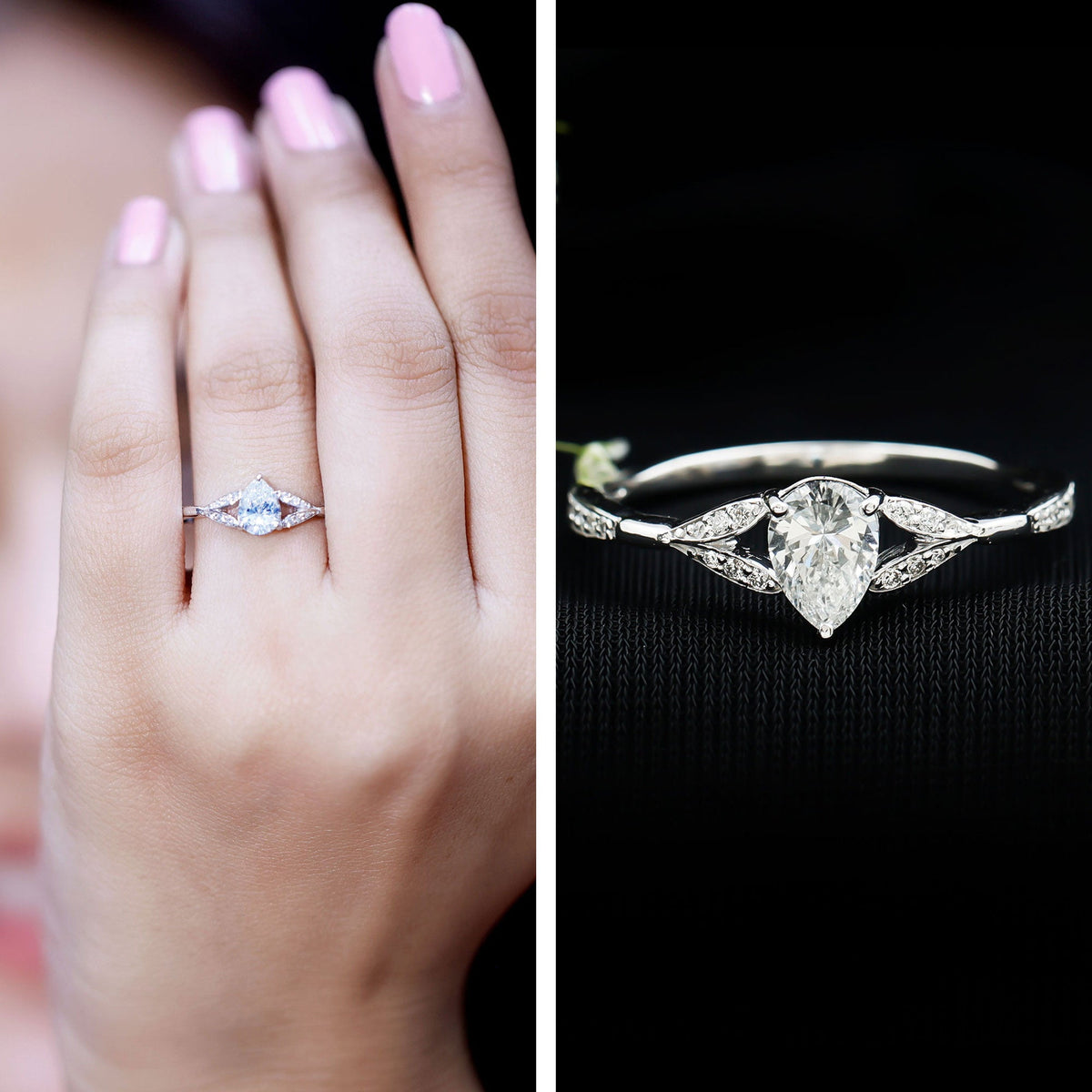 Lab Grown Diamond Teardrop Split Shank Engagement Ring