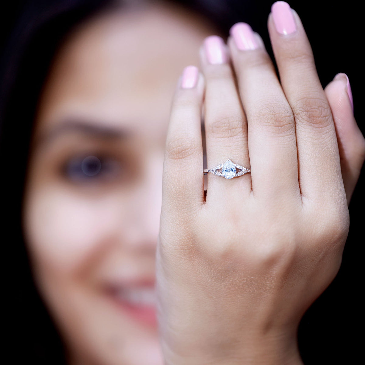 Lab Grown Diamond Teardrop Split Shank Engagement Ring