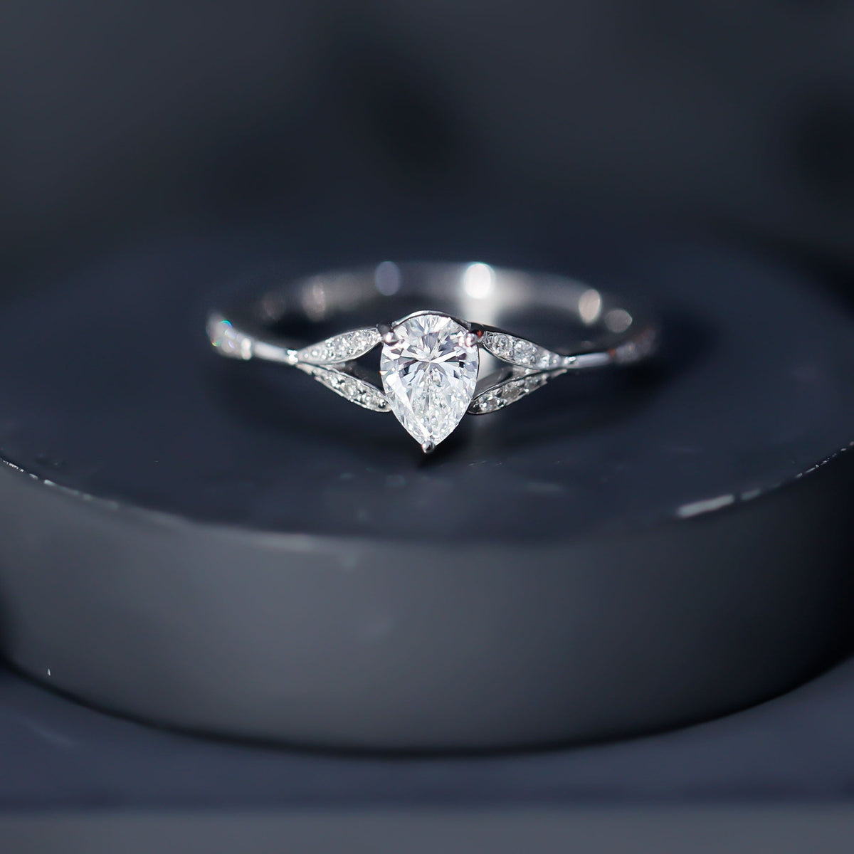 Lab Grown Diamond Teardrop Split Shank Engagement Ring