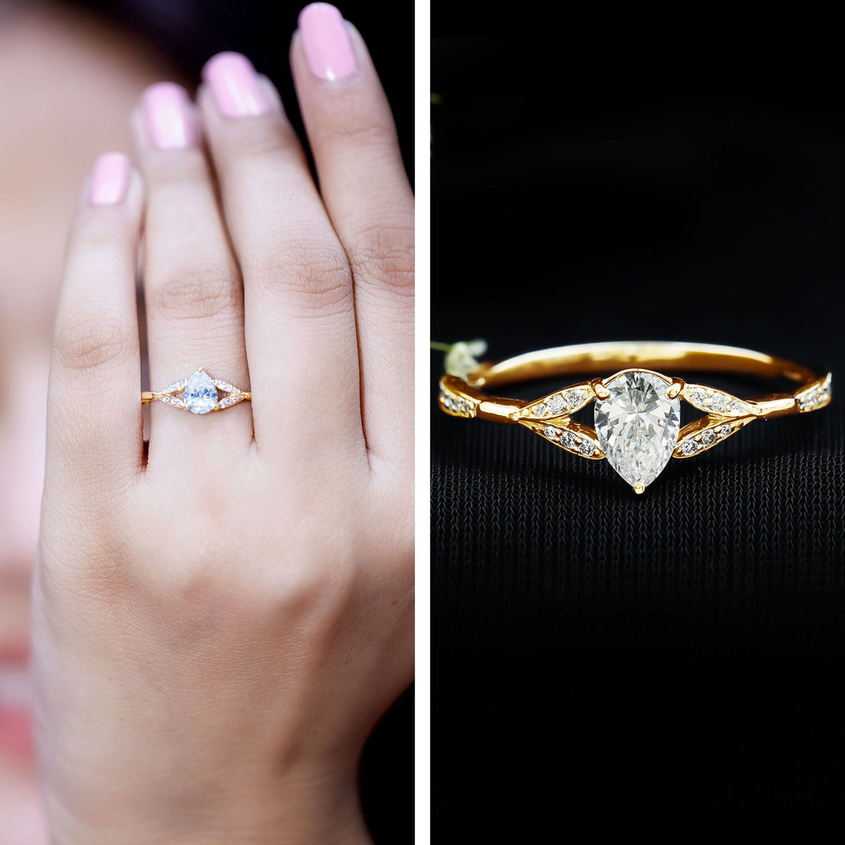 Lab Grown Diamond Teardrop Split Shank Engagement Ring