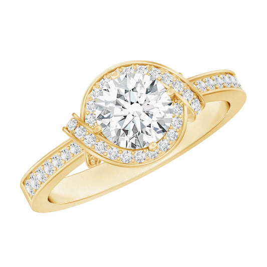 0.9 Carat Lab Grown Diamond Designer Halo Engagement Ring
