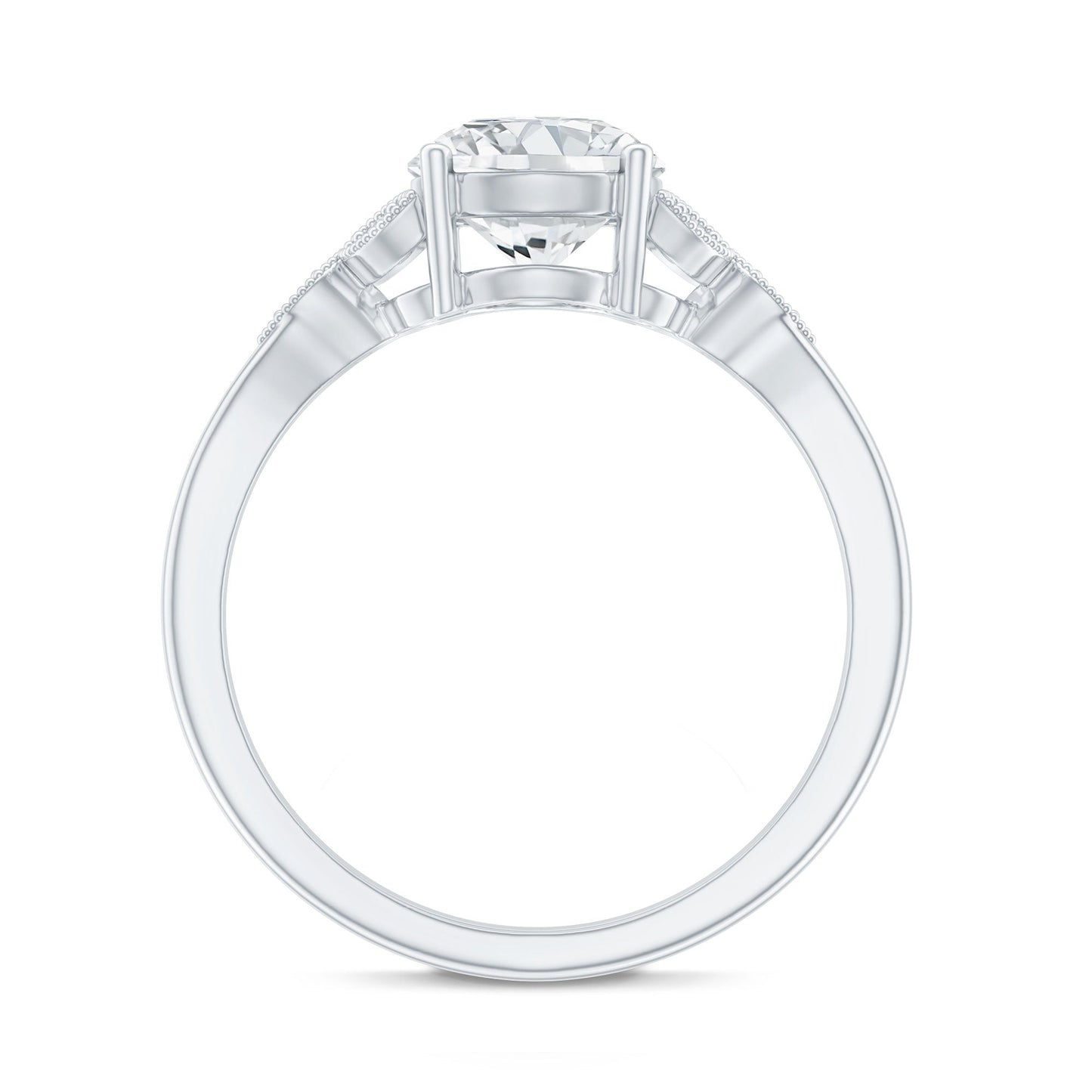 2 Carat Round Lab Grown Diamond Unique Engagement Ring