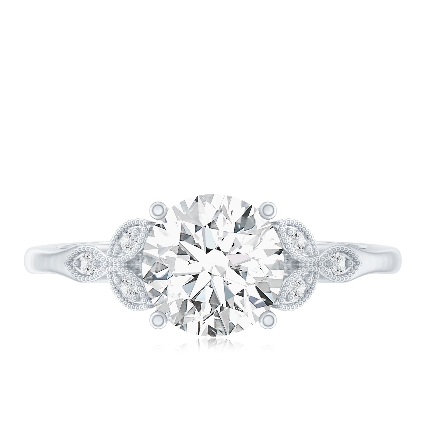 2 Carat Round Lab Grown Diamond Unique Engagement Ring
