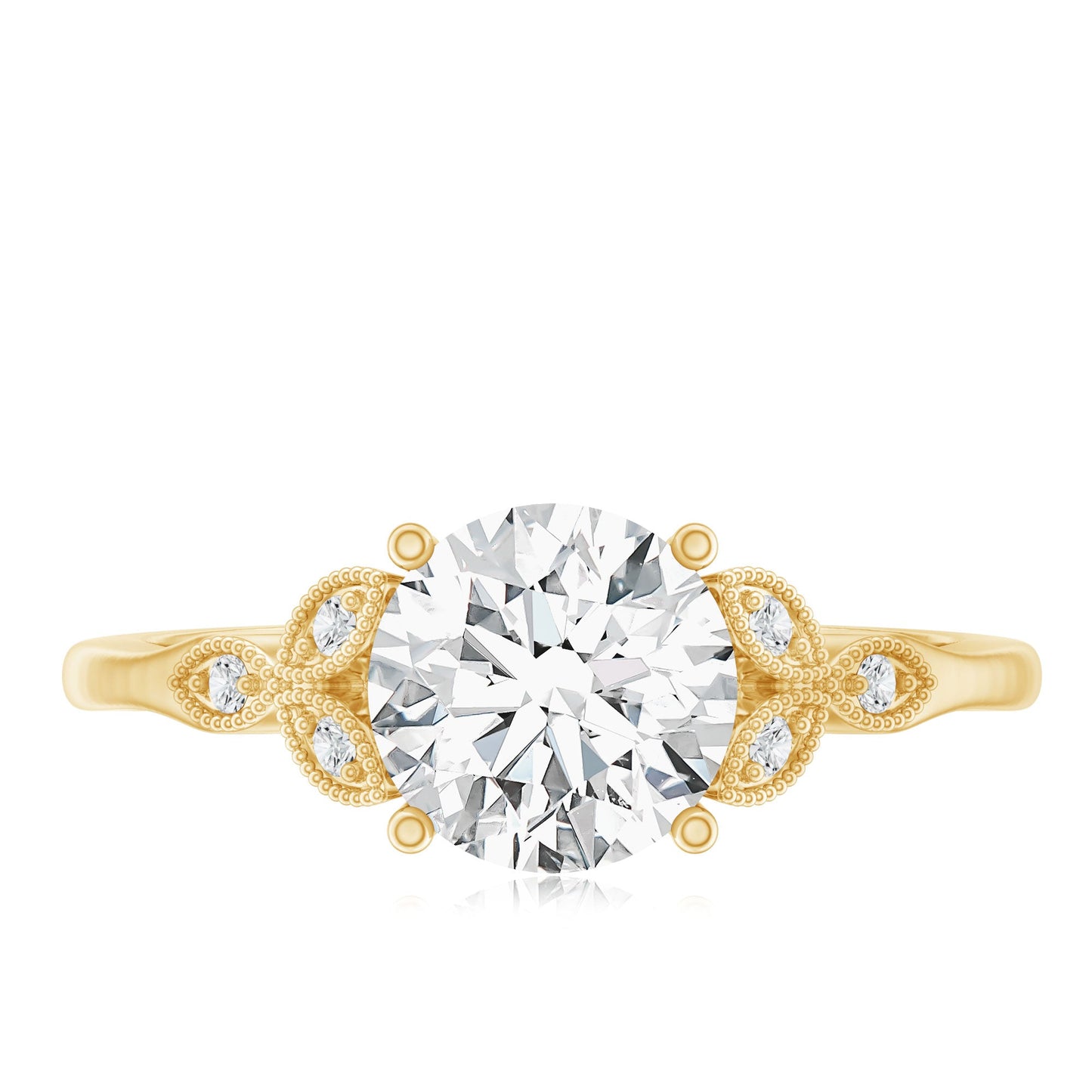2 Carat Round Lab Grown Diamond Unique Engagement Ring