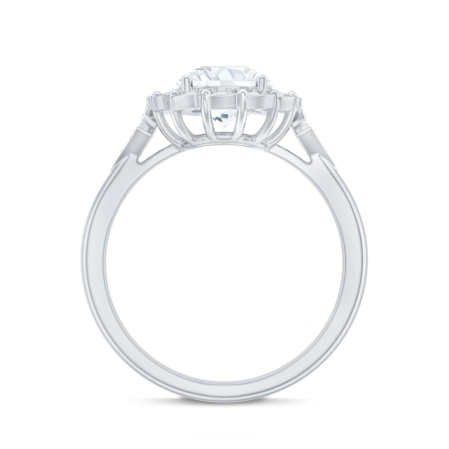 Certified 2 Carat Lab Grown Diamond Flower Halo Engagement Ring