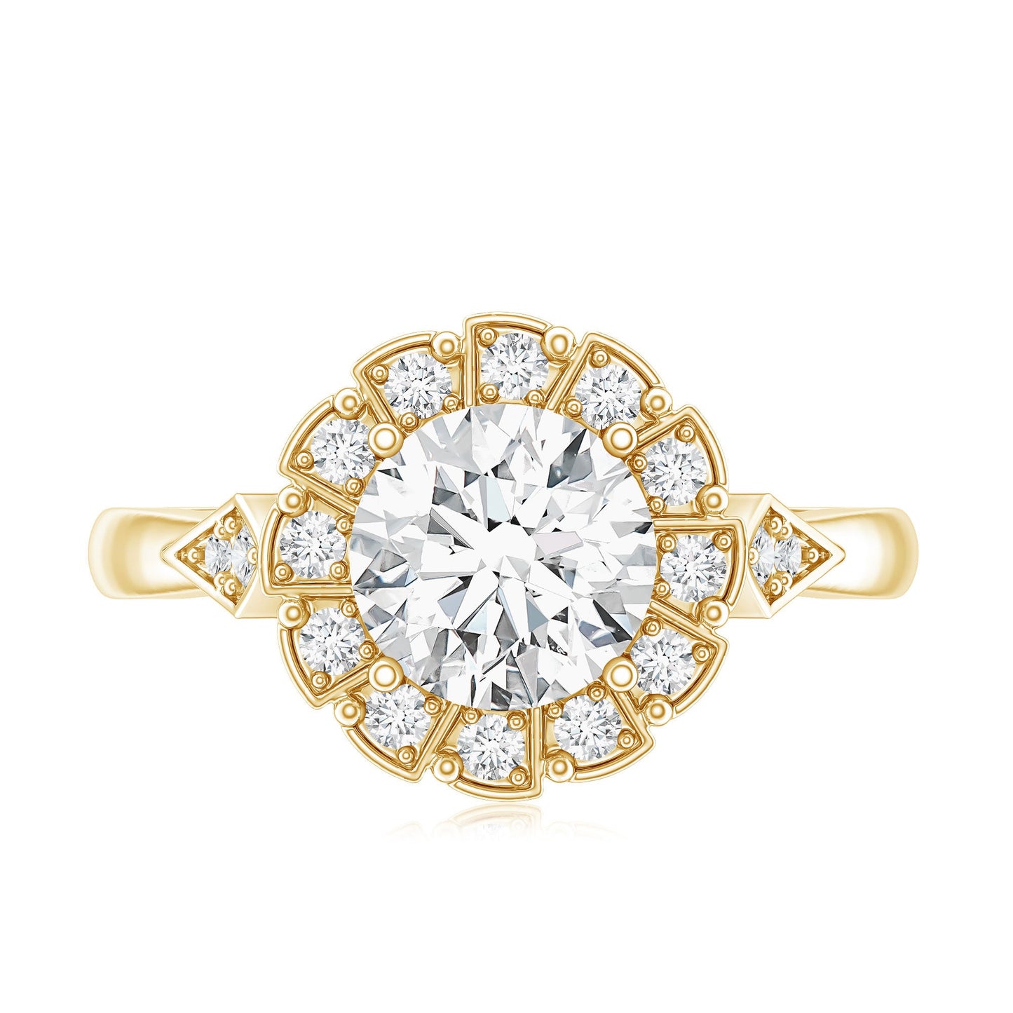 Certified 2 Carat Lab Grown Diamond Flower Halo Engagement Ring