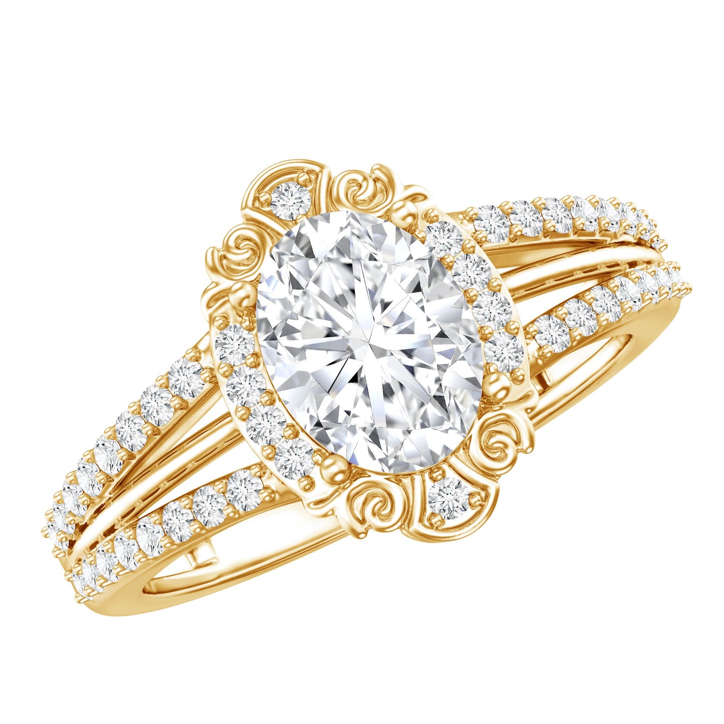 1.2 Carat Oval Lab Grown Diamond Vintage Engagement Ring For Women