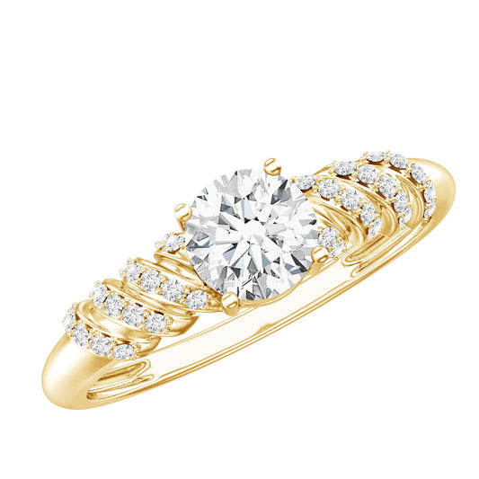 0.9 Carat Lab Grown Diamond Designer Engagement Ring With Side Stones