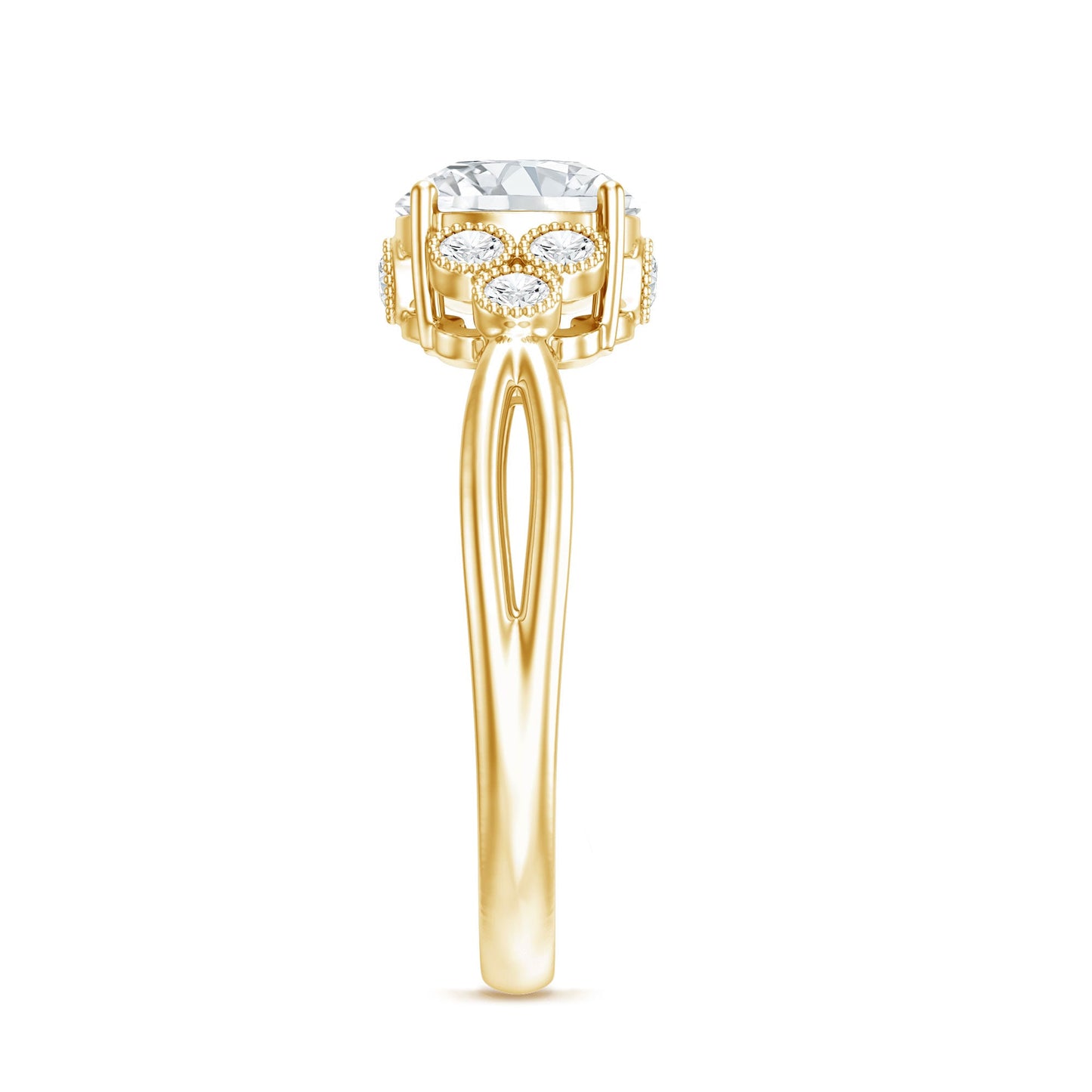 2 Carat Solitaire Lab Diamond Engagement Ring With Diamond Trio
