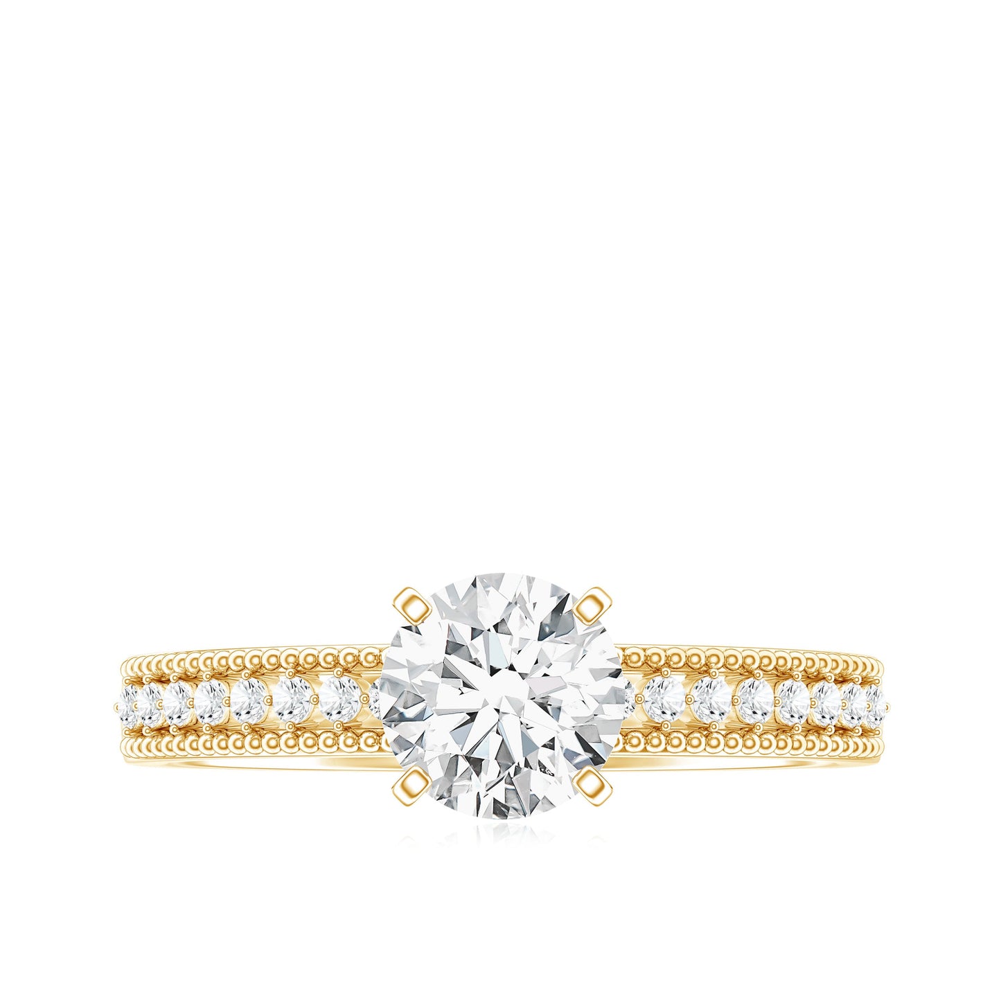 Certified Lab Grown 0.9 Carat Diamond Engagement Ring with Side Stones