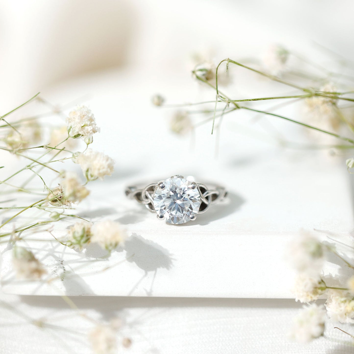 Certified 2 Carat Round Lab Grown Diamond Celtic Engagement Ring