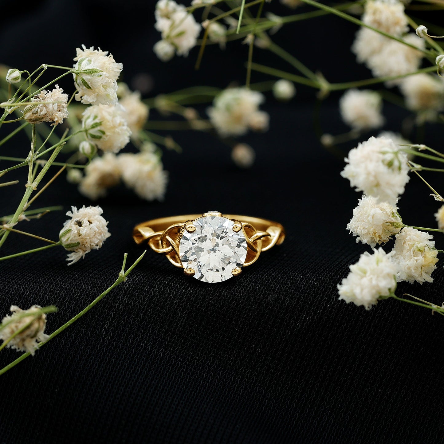 Certified 2 Carat Round Lab Grown Diamond Celtic Engagement Ring