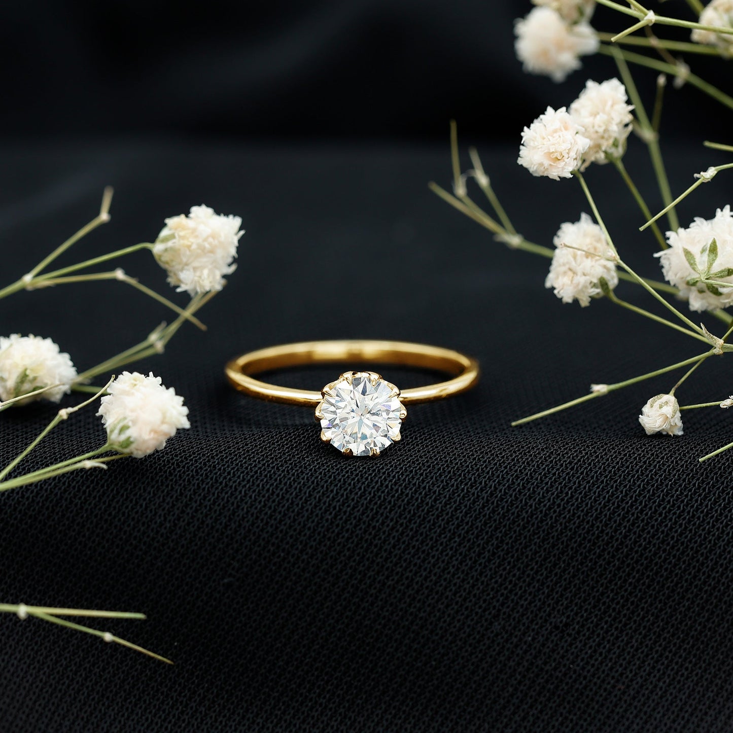0.9 Carat Lab Grown Diamond Round Cut Engagement Ring
