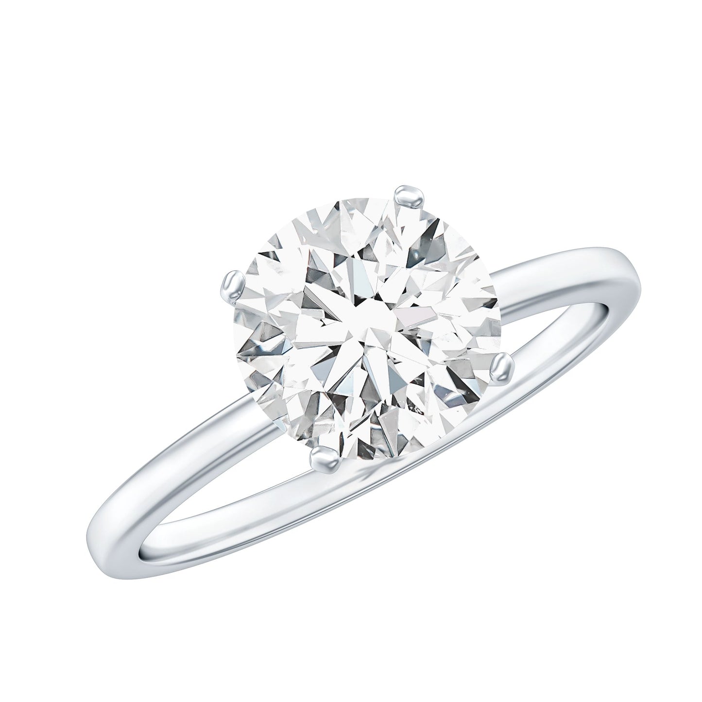 Certified 2 Carat Round Lab Grown Diamond Solitaire Engagement Ring