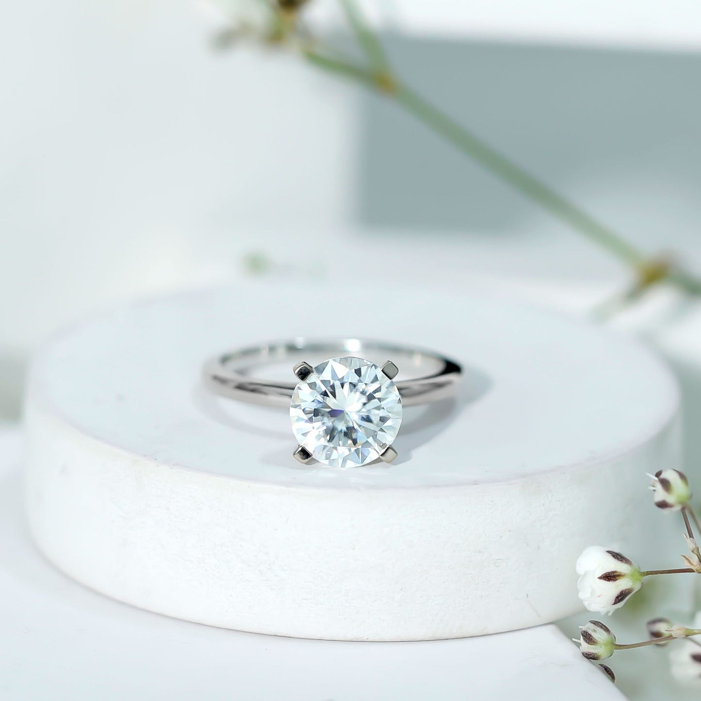 Certified 2 Carat Round Lab Grown Diamond Solitaire Engagement Ring