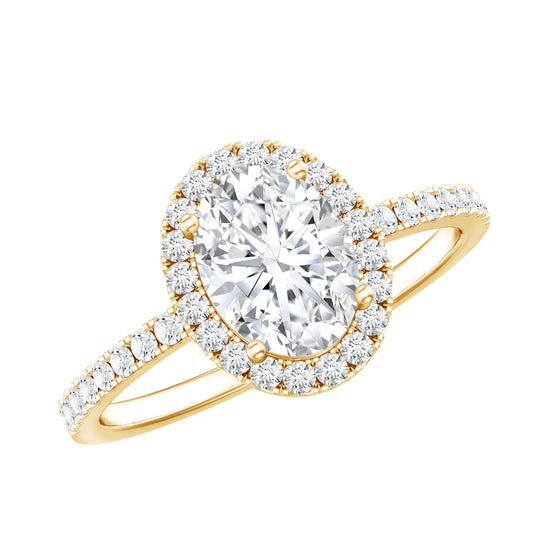 Certified 1.2 Carat Lab Grown Diamond Oval Engagement Ring With Side Stones
