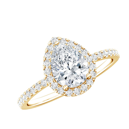 Certified Lab Grown Diamond Pear Halo Engagement Ring