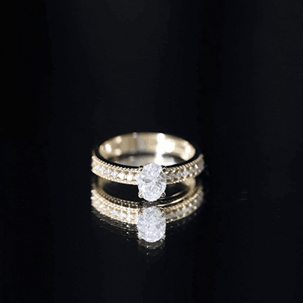 Certified 0.75 Carat Oval Lab Grown Diamond Vintage Inspired Engagement Ring