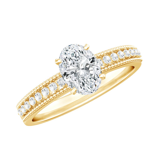 Certified 0.75 Carat Oval Lab Grown Diamond Vintage Inspired Engagement Ring