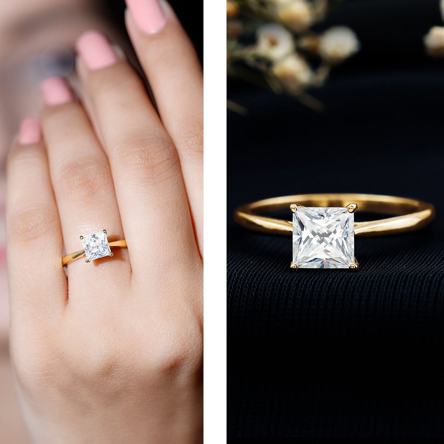 1.2 Carat Princess Cut Lab Grown Diamond Solitaire Engagement Ring For Women