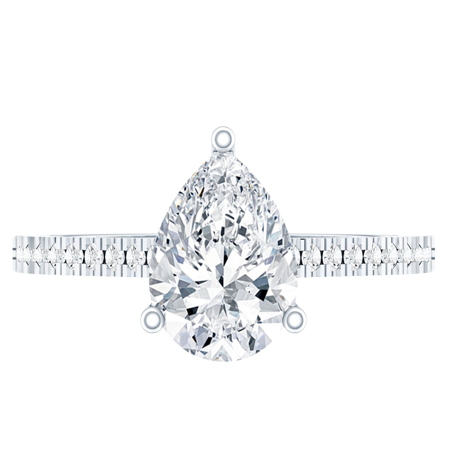 Lab Diamond 1.3 Carat Pear Shape Engagement Ring With Side Stones