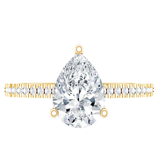 Lab Diamond 1.3 Carat Pear Shape Engagement Ring With Side Stones