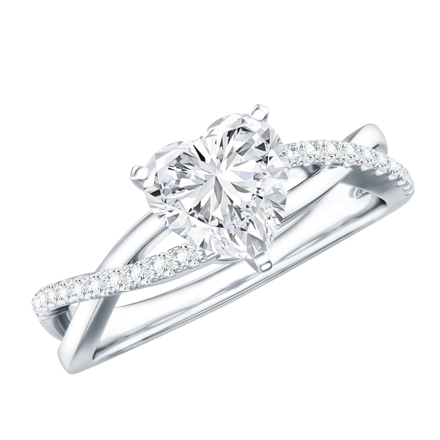 Criss Cross Lab Grown Diamond Heart Engagement Ring