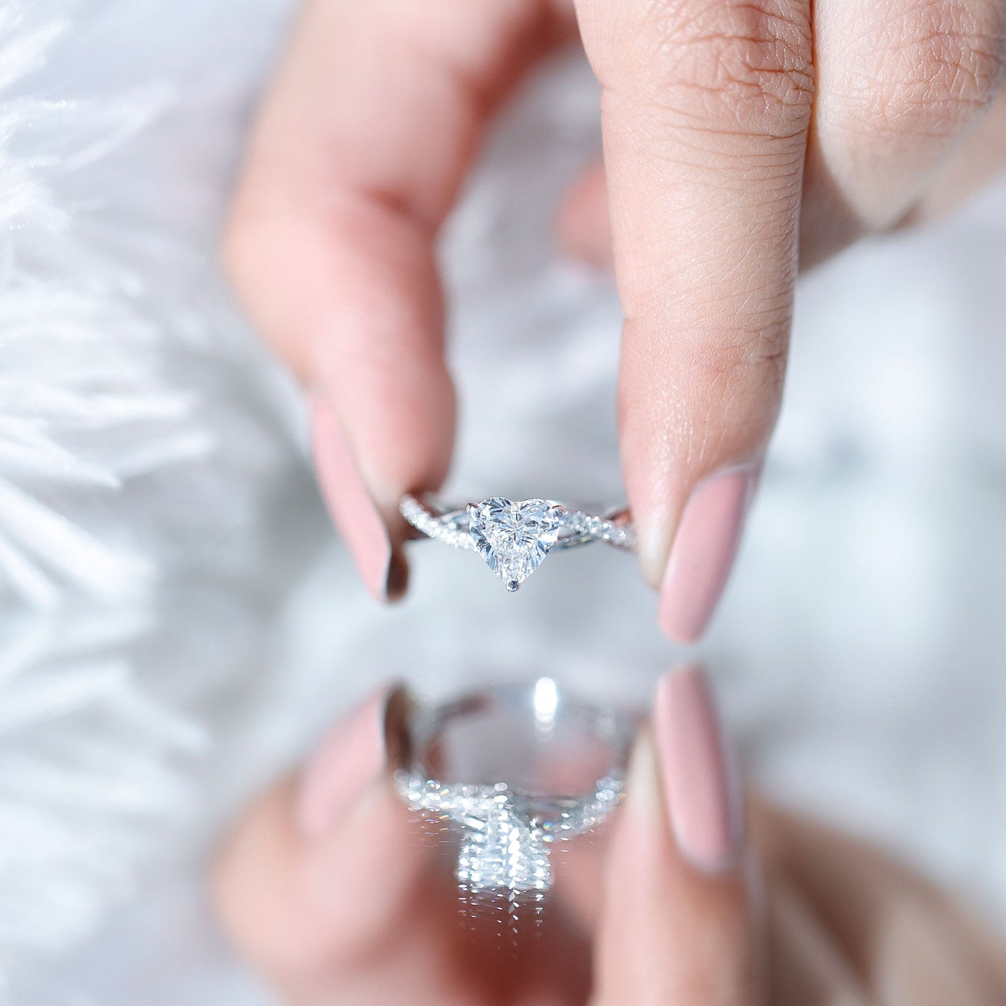 Criss Cross Lab Grown Diamond Heart Engagement Ring