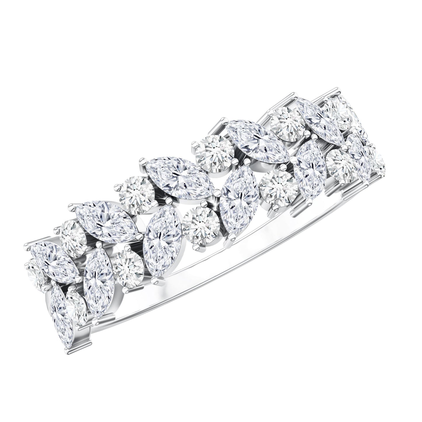 Certified Lab Grown Diamond Cluster Half Eternity Band for Women