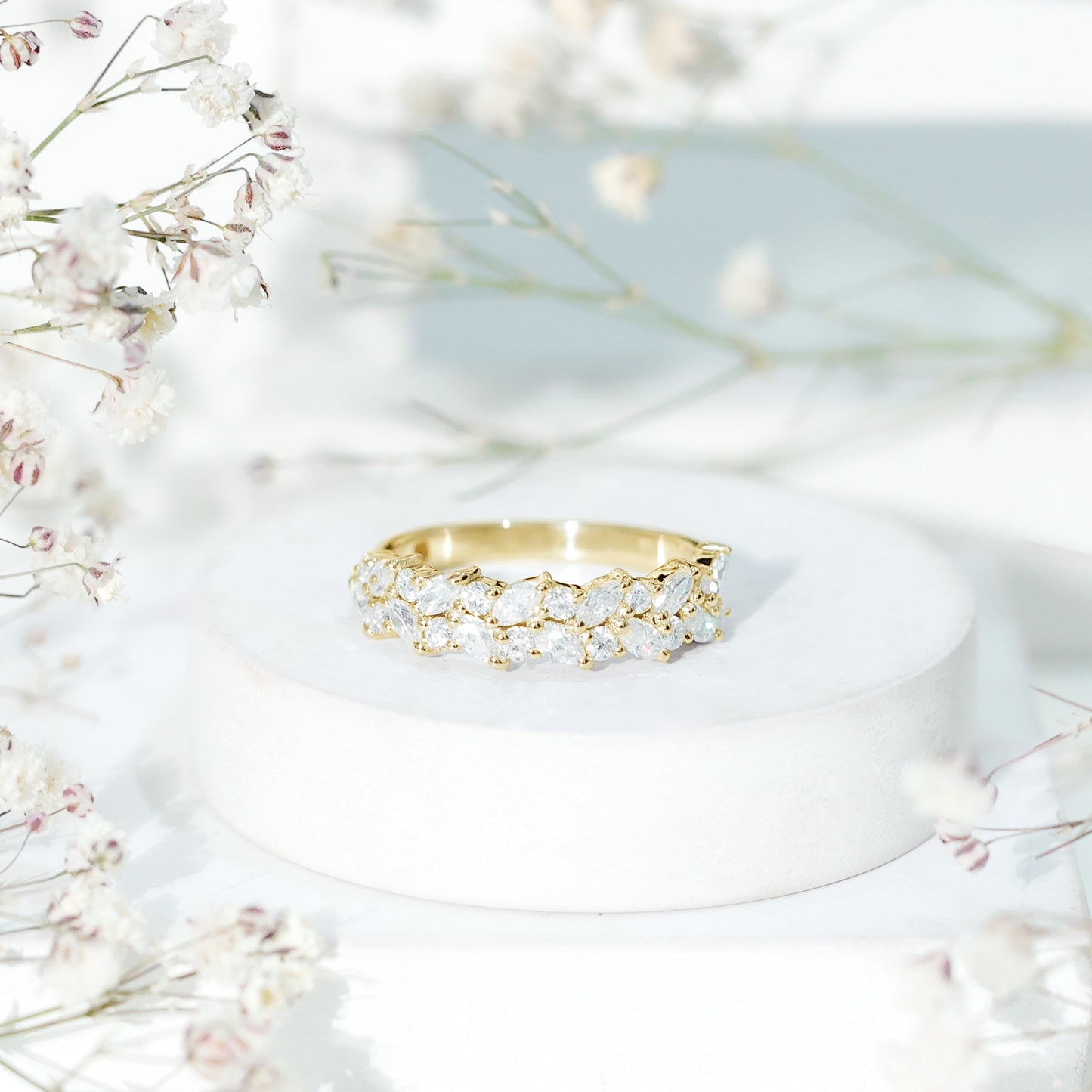 Certified Lab Grown Diamond Cluster Half Eternity Band for Women