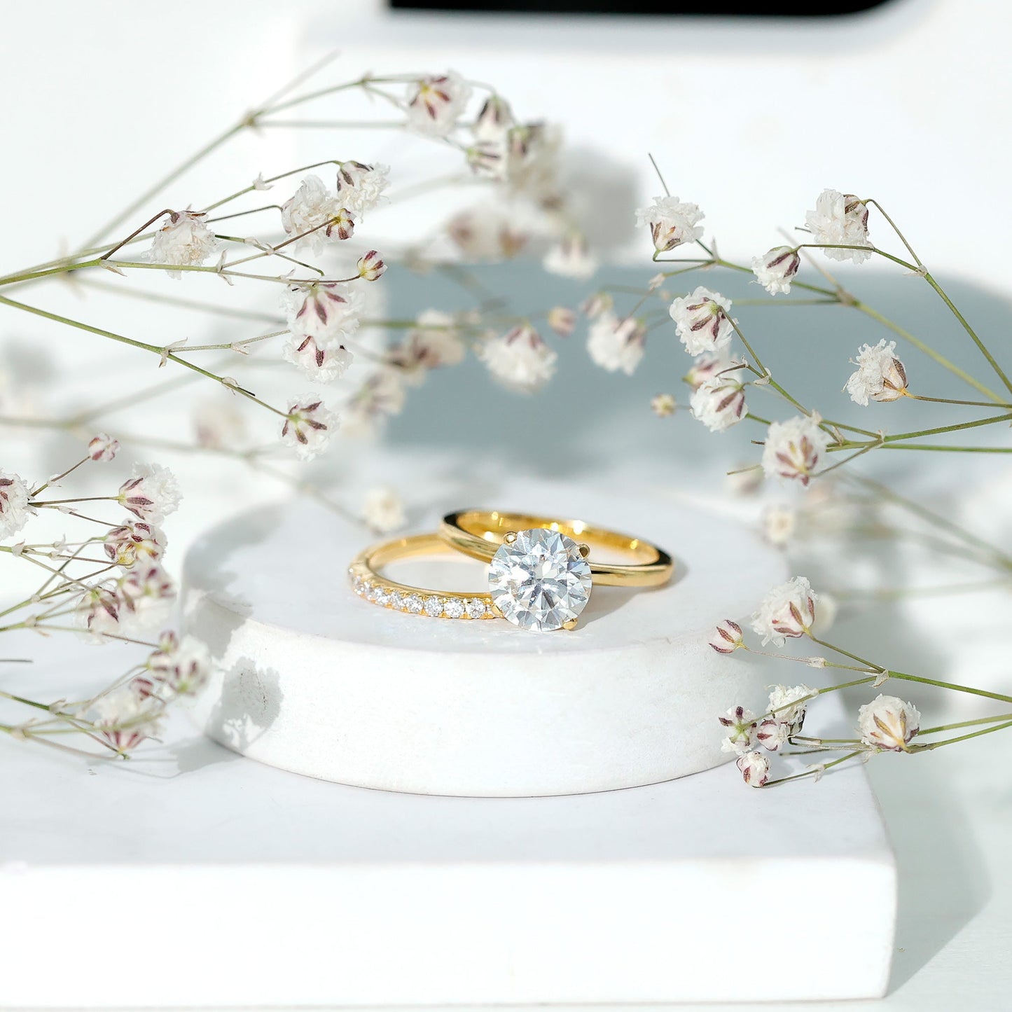Certified 2 Carat Lab Grown Diamond Solitaire Wedding Ring Set