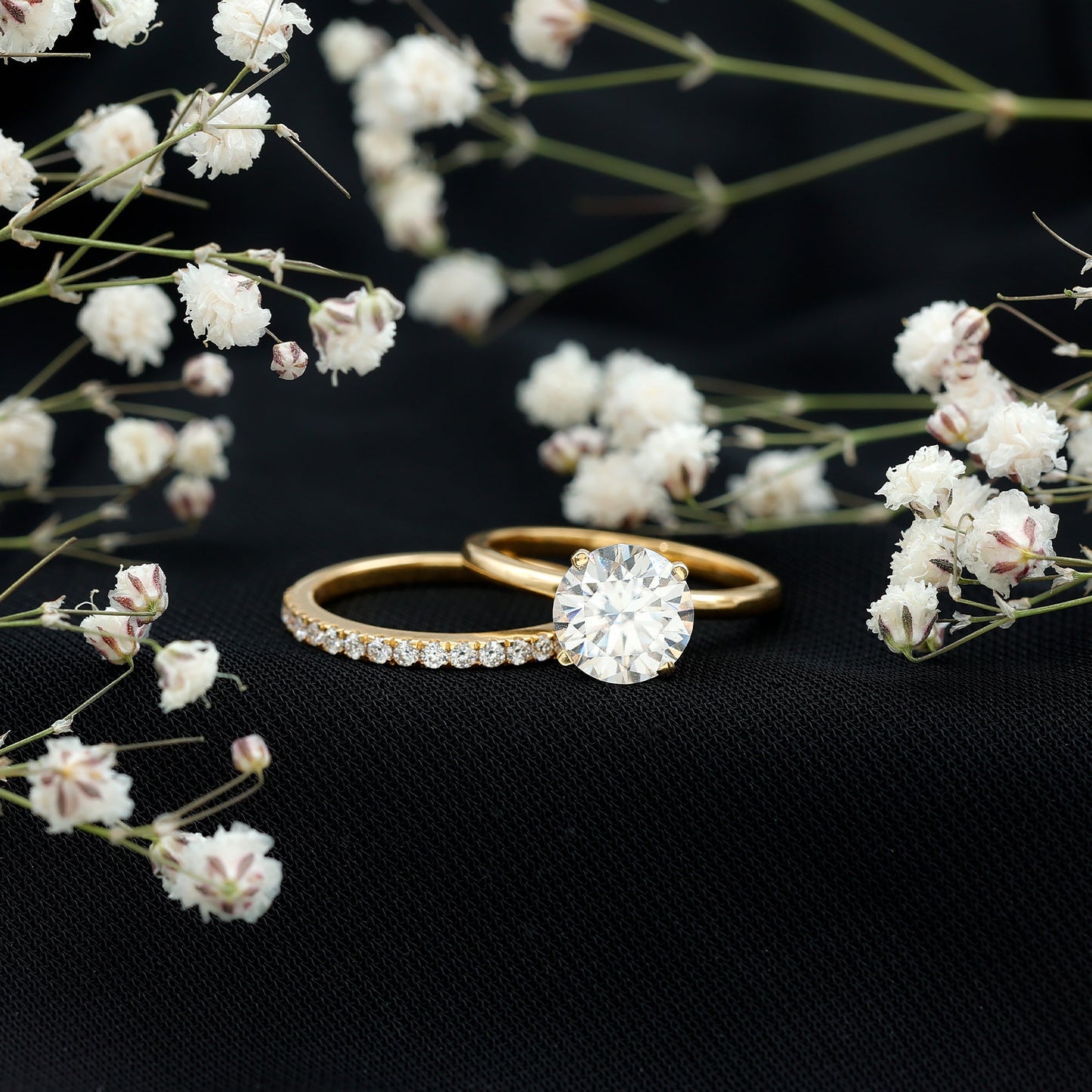 Certified 2 Carat Lab Grown Diamond Solitaire Wedding Ring Set