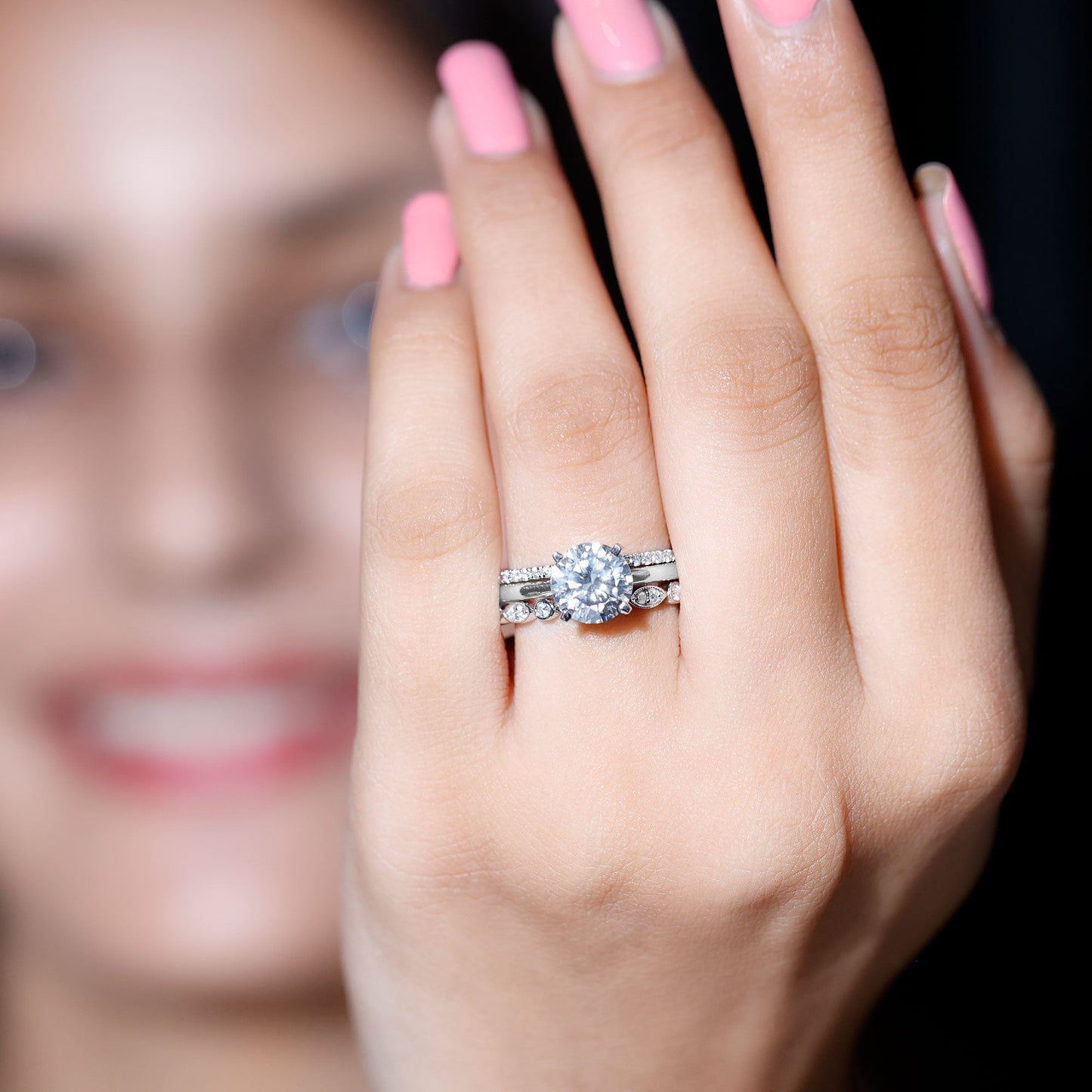 2 Carat Certified Round Cut Lab Created Diamond 3 Piece Bridal Ring Set