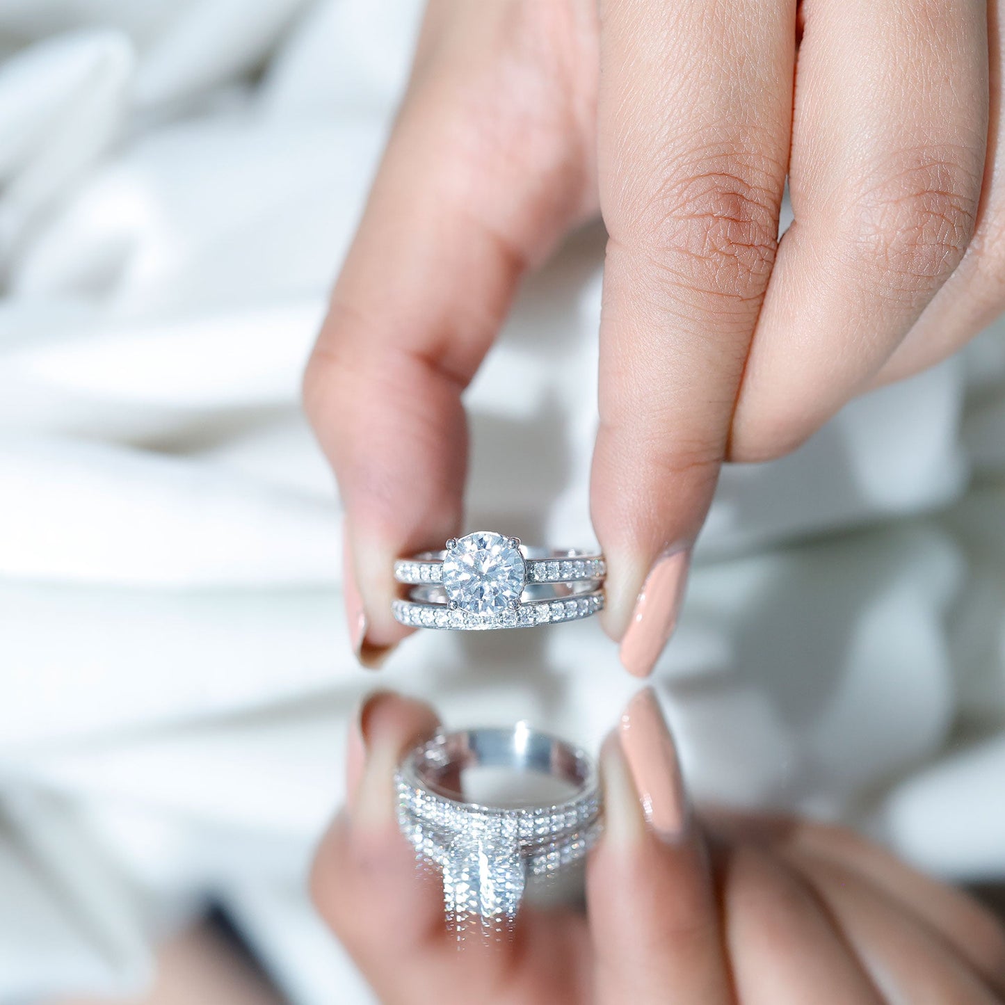 Certified 2 Carat Lab Grown Diamond Engagement Ring With Wedding Band