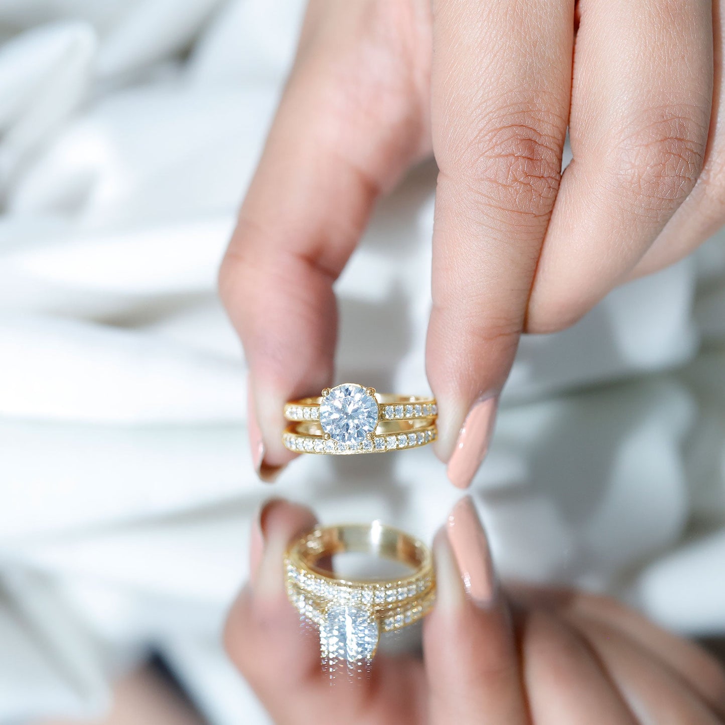 Certified 2 Carat Lab Grown Diamond Engagement Ring With Wedding Band