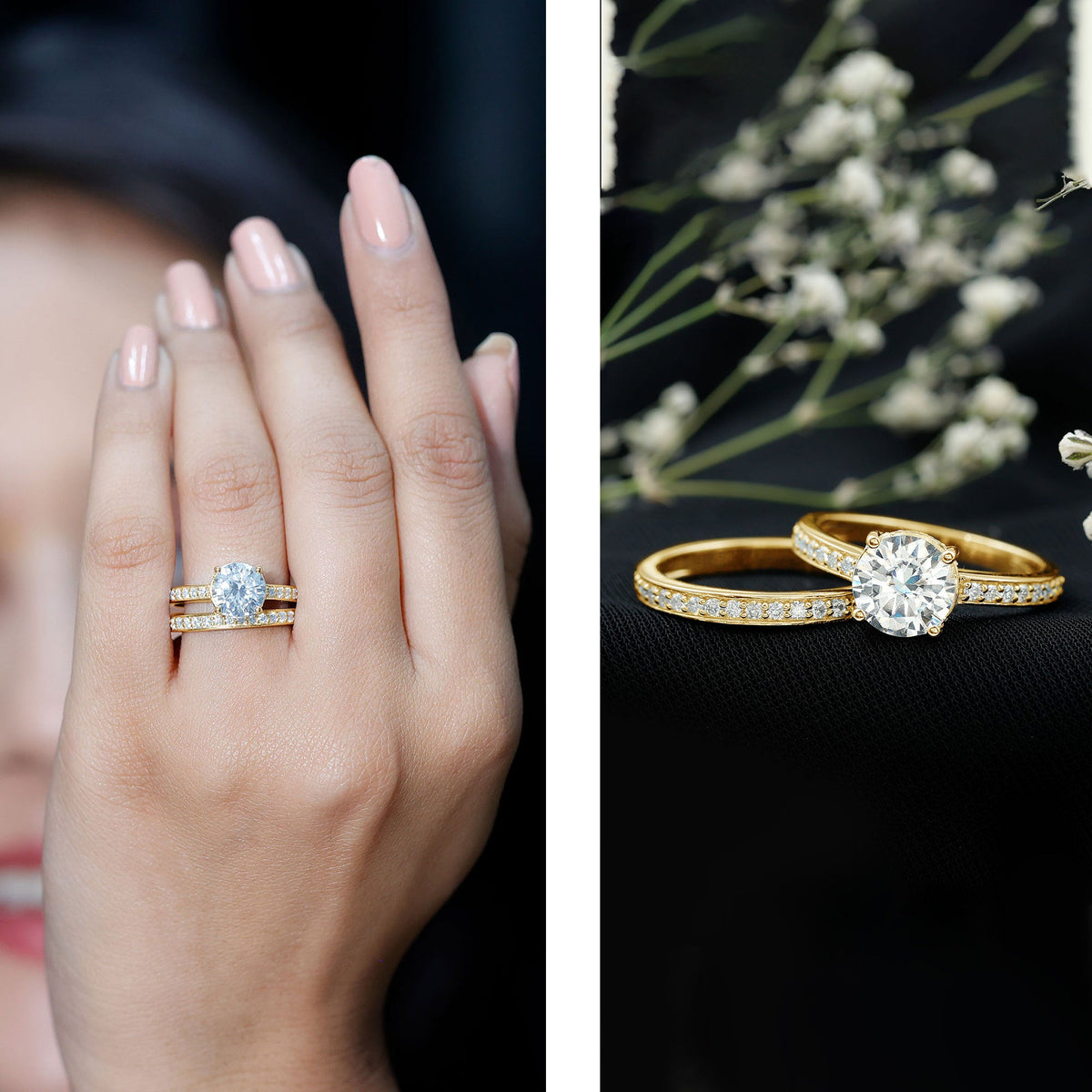 Certified 2 Carat Lab Grown Diamond Engagement Ring With Wedding Band