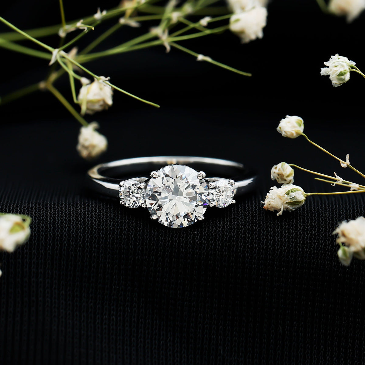 1.2 Carat Lab Grown Diamond 3 Stone Engagement Ring for Women